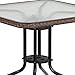 Flash Furniture Lila 28'' Square Glass Metal Table with Dark Brown Rattan Edging and 4 Dark Brown Rattan Stack Chairs