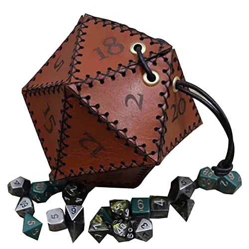 Saco de dados - Saco com cordão Bolsa de dados de couro PU | Bolsa de armazenamento poliédrica para