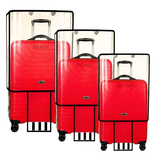 Image of Set of 3 Suitcase Bag Covers | Waterproof Luggage Trolley Bag Covers | Includes Small 20 Inch /Medium 24 Inch /Large 28 Inch Size (3 Pcs Set)