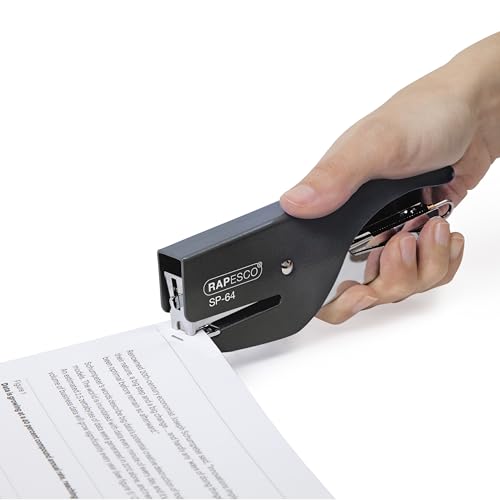 Image of Rapesco 1267 SP-64 Stapling Plier and 1000 Type 21 /4mm Staples, 12 Sheet Capacity, Black