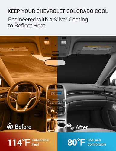 Image of Proadsy 2026 Upgrade Windshield Sun Shade Custom Fit 2013-2015 Malibu Foldable Front Sunshade Protector Sun Visor Blocks UV Rays Keep Car Cooler