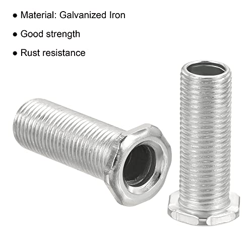 Image of MECCANIXITY Hex Bolt Screw 30mm Long M10 Thread Pipe Hexagon Countersunk Flat Head for Chandelier, Galvanized Iron Pack of 10