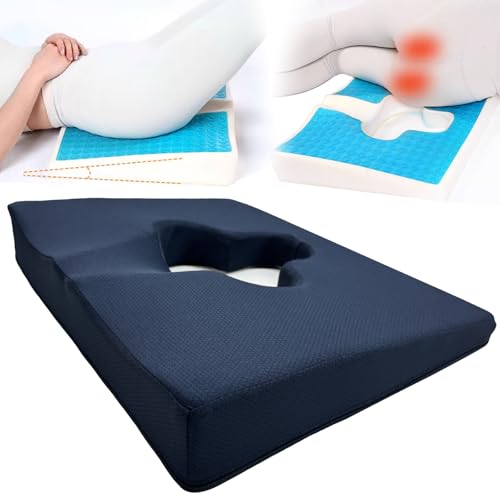 FoKon Gel Wheelchair Seat Cushion,Bed Sore Cushions for Butt,hemorrhoid Pillow,Sciatica,Back,Coccyx,Pressure Sore/Ulcer Pain Relief Butt Pillow,Ergonomic Chair Cushion, Anti-Slip&Washable Cover(Blue)