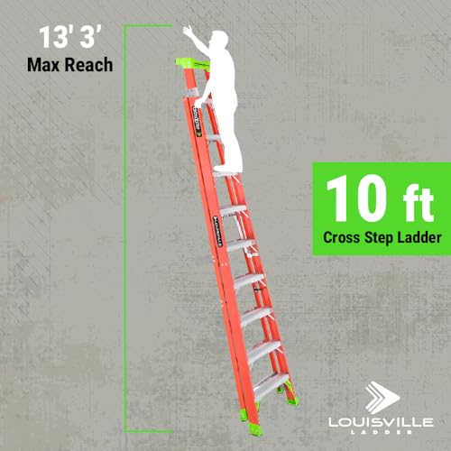Image of Louisville Ladder 10-foot Fiberglass Cross Step Ladder, 300-Pound Load Capacity, Type IA, FXS1510