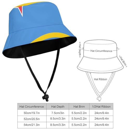 Aruba FlagChildren's Bucket Hat for Boys and Girls, Breathable Summer Beach Hat54cm2