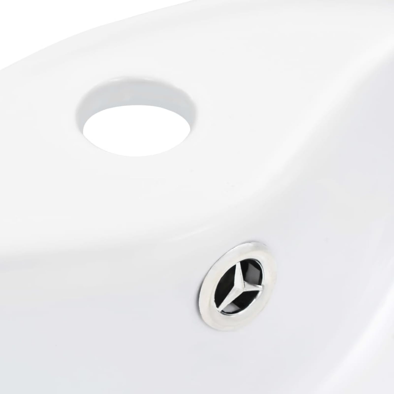 Homgoday Lavabo con rebosadero 36 x 13 cm de cerámica blanca