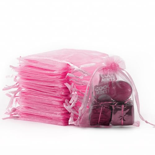 Image of Meowoo 100PCS Organza Bags, 3x4in Small Mesh Bags Drawstring, Mesh Gift Bags Drawstring for Jewelry, Candy, Christmas, Sachets, Festivals, Bathroom Soaps, Makeup Organza, Wrapping Supplies(pink)