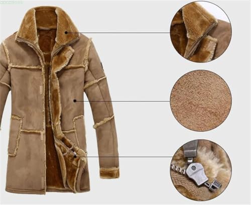 Male Thick Warm Outwear Faux Fur Coat Spliced Suede Leather Jacket4