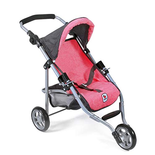 Bayer Chic Poussette Jogging Leon – 3 Roues – Poignée Réglable 49-78 Cm – Pour Poupées Jusqu'à 50 Cm – Jeans Design – Pliable