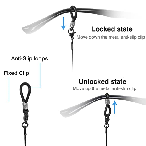 OCR Eyeglasses Chain, Face Masks Lanyard Chain, Stylish Sunglasses Lanyard Chains Glasses Strap, Elegant Eyewear Retainer Chain for Women (Black)