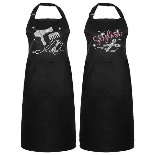 Auidy 6TXD 2pcs Hair Stylist Apron, Hairdresser Barber Apron with 3 Pockets