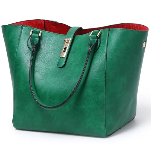 sqlp Large Work Tote Bag for Women Designer Purses and Handbags Big Bucket bags Womens Travel Shoulder Bag Emerald Green