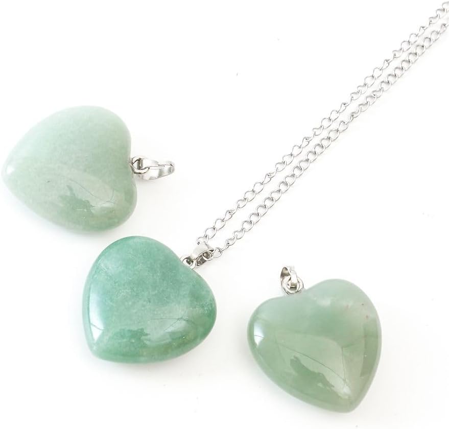 You Are My Only Love Natural Large Heart Drop Pendant Gemstone Necklace Healing Crystal Stone Quartz 18 Inch 26 Inch Stainless Steel Chain Waterproof Women Jewelry