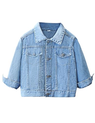 2-14Years Girl Butterfly Embroidery Denim Jackets Classic Blue Jean Jacket Girls Toddler Outerwear Casual Cute Coat