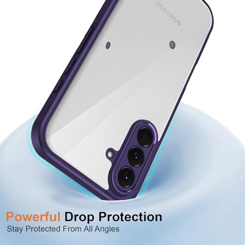 Image of Kapa Hawkeye Clear Slim Tough Back Cover for Samsung Galaxy M36 / F36 5G | Camera Lens Protector Anti Yellow Shockproof Clear Hybrid Case Cover (Purple Sides)