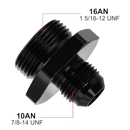 Image of EVIL ENERGY 10AN Flare to 16AN ORB Male Fuel Rail Adapter Fitting Black
