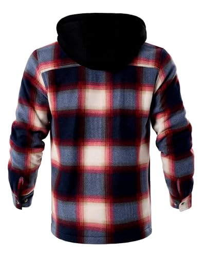 Image of Gary Com Heavy Thick Flannel Plaid Jacket Sherpa Fleece Lined Hoodies for Men Zip Up Winter Warm Coat Zipper Sweatshirt