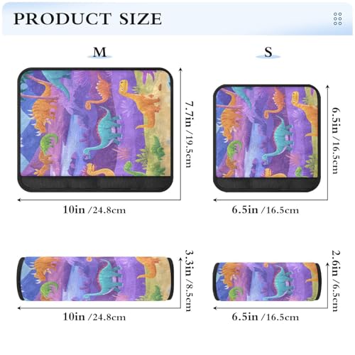 Image of Purple Dinosaurs Palm Trees Mountain Seat Belt Cover Pad 2 Pcs Soft Cute Seatbelt Covers Protector Support Head Neck Shoulder Strap for Car Seats High Chair Backpack for Adults Kids Women Men 1