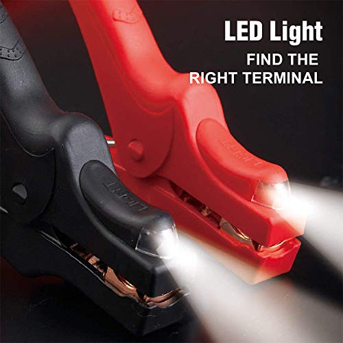 NoOne Jumper Cable 4 Gauge 18 Feet Booster Cables with LED Light & Digital Voltmeter & Reverse Hookup Alarm Signal - Thumbnail 3