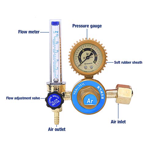 Débitmètre Argon Co2 Mig Tig, Régulateur de Gaz pour Pièces de Soudeur de Manomètre Argon Gas Argon Co2