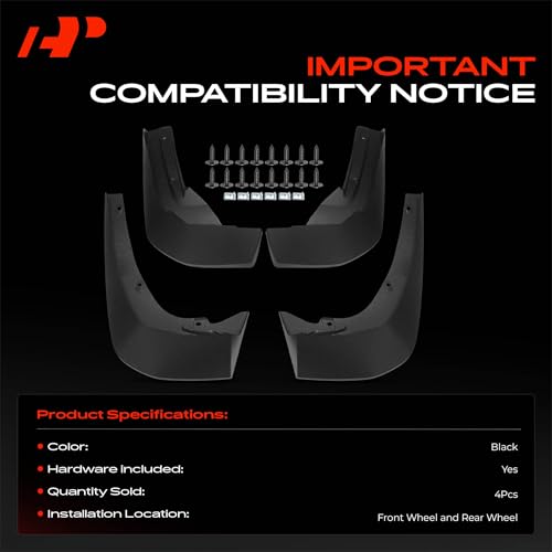 Image of A-Premium Mud Flaps Compatible with Honda Passport 2019-2024 & Pilot 2016-2022, No Drilling Required Mud Guards with Hardware Accessories, Set of 4 Front and Rear