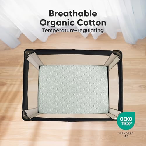 Image of 2-Pack Mini Crib Sheets Fitted, 38x26 Pack N Play Mattress Sheets (Daisies) | Organic Cotton Sheets for Pack and Play Mattress, Soft, Breathable Playard Bedding Sheet, Mini Toddler Bed Cover, Boys, Girls