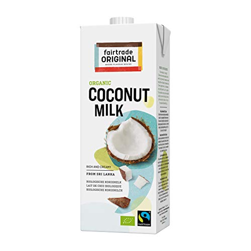 Fairtrade Original - Leche de coco orgánica, 1 litro, de Sri Lanka, ideal para platos asiáticos, para un rico sabor cremoso, 100% orgánico, leche vegana, leche de coco (1 litro)
