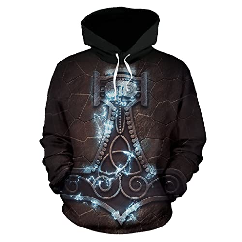 Sweat homme marteau de Thor pull noir mythologie nordique