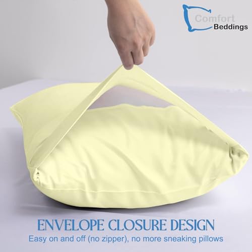 Image of Comfort Beddings 100% Organic Cotton Pack of 2 Youth Pillowcases 16x22 Ivory Pillow Cases with Envelope Closure, Crisp Percale Weave, Soft & Cooling Pillow Covers (Size-16x22, Ivory)