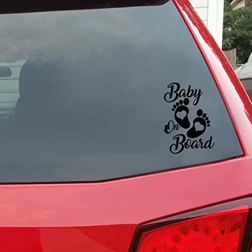 Zipelo Baby On Board Sticker, 2 Pcs Vinyl Decals For Car, Auto Body Window Bumper Decoration, Waterproof Footprint Stickers, Universal Fit For Trucks Motorcycle Wall Laptop (Black) #TOP5