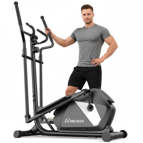 Image of ANCHEER Home Elliptical Machine with Magnetic Resistance&Hand Pulse Sensors | LCD Monitor,14 Resistance Levels,15 inch Stride, Quiet Operation,Low-Impact Exercise,Compact