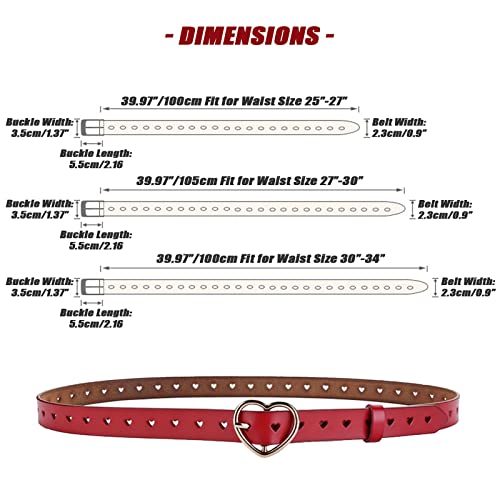 Women's Hollow Heart Leather Belt for Jeans & Pants Cute and Elegant Genuine Leather Belt for Ladie, Heart Buckle3