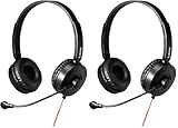Bluestork - MC 202 Casque Micro PC Filaire Jack/3,5 mm, Son Stéréo, Micro Rotatif, Antibruit, Ultra Confort, Léger, Contrôle du Volume - Casque teletravail - Compatibilité Universelle - New (Lot de 2)