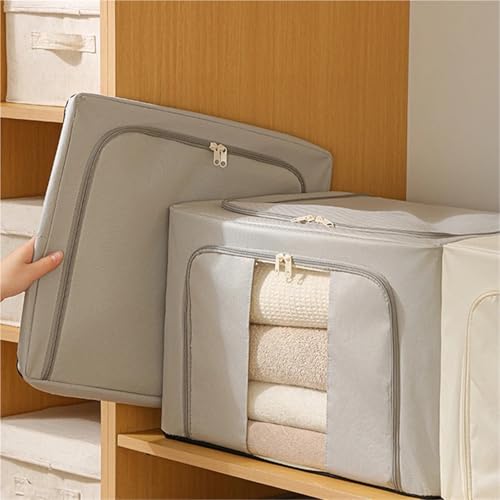 Boîte de rangement pliable à grande capacité et fenêtre visible beige