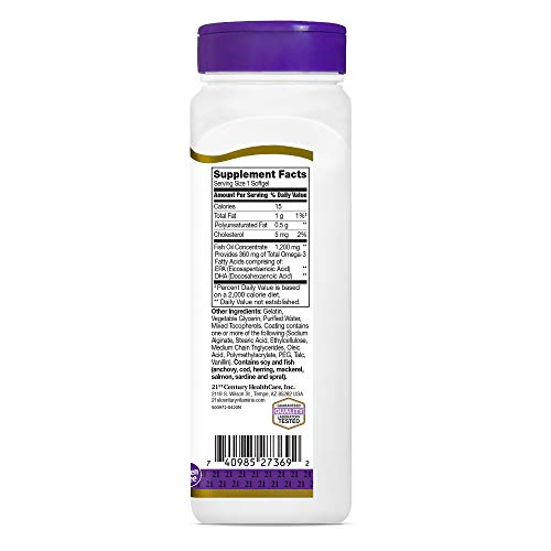21St Century Fish Oil 1200 Mg Enteric Coated Softgels, 90 Count #TOP5