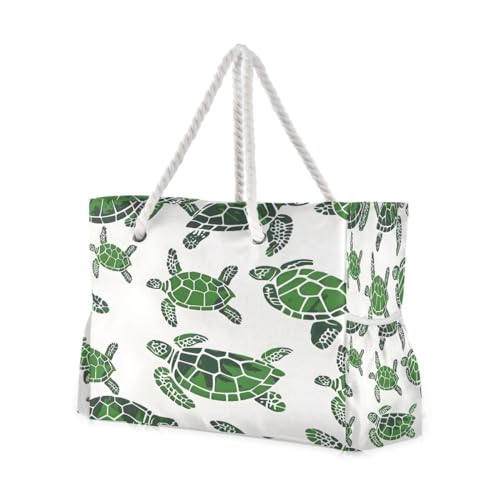 Women Large Beach Bag Green Sea Turtles Travel Tote Bags for Gym Sport Shoulder Bag