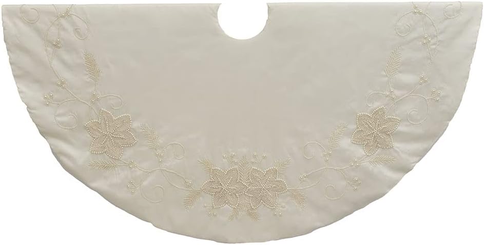 54-Inch Ivory with Pearl Beads Tree Skirt