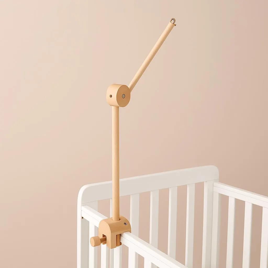 Cloud Baby Crib Mobile Hanger Arm, Wooden Baby Mobile Hanger for Crib, Natural Beech Wood Nursery Mobile Stand for Hanging Baby Mobiles, Toys & Nursery Decor