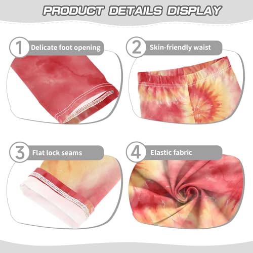 Girls Leggings Spiral Tie Dye Kids Length Leggings Pants Toddler Athletic Soft Red Tights Trousers 4T3