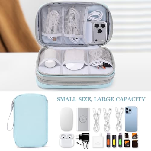 Image of FYY Electronic Organizer, Large Travel Cable Organizer Bag Pouch Electronic Accessories Carry Case Portable Waterproof Double Layers All-in-One Storage Bag for Cable, Cord, Charger, Mint Green
