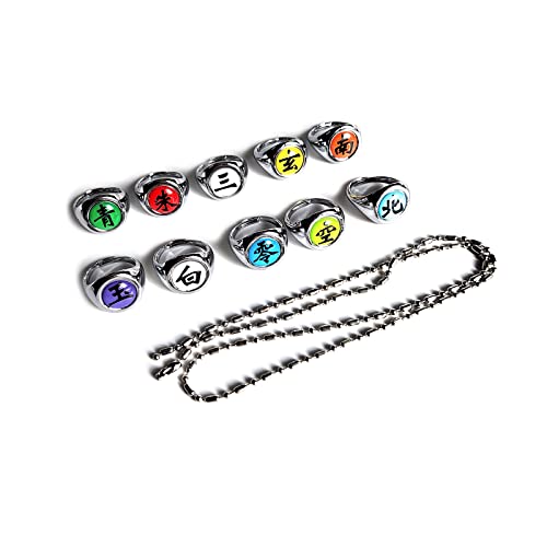 Anime Rings Gift Set Adjustable for Akatsuki Fans Cosplay Props Accessories Silver