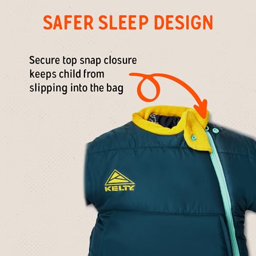 Image of Kelty Space Cadet Infant and Toddler Sleeping Bag (30 or 40F /8M to 2T) | Cozy and Warm, Arms Out Design, 40F Degree Rating, Fleece-Lined Hand Covers, Snap Back Buttons, Machine Washable