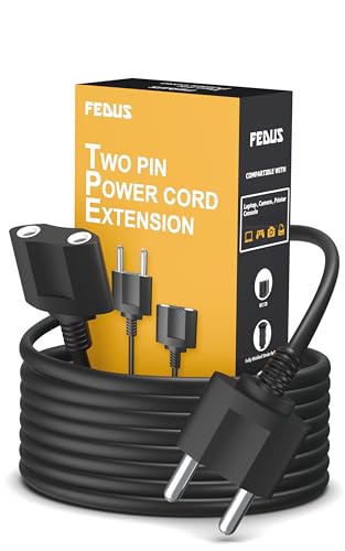 FEDUS 9.8ft Long 22AWG Male to Female 2 Pin Power Extension Cord Wire, 6amp Indoor Outdoor Power Cord Extension Electrical Extender Power Cable for appliances, Electronics, and Power Tools.