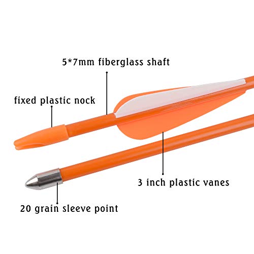 NIKA ARCHERY Fiberglass Arrows Youth Kids Practise Recurve Bows Compound Bow Shooting 12 pcs 26 inch Shafts - Thumbnail 4