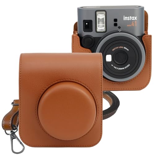 BAOKZZOM Leather Case for Fujifilm Instax Mini 41 Instant Camera (Brown)