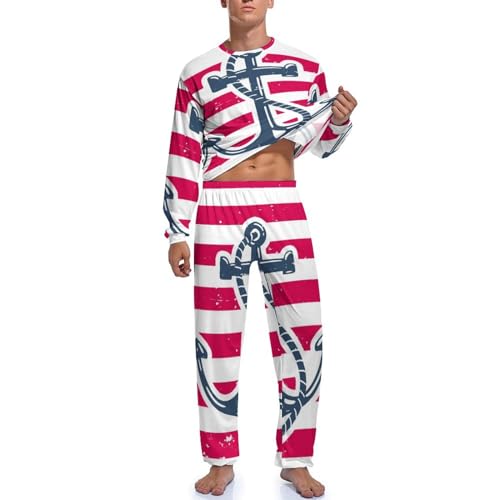Haut et bas de pyjama homme rouge et blanc en voile léger de qualité supérieure