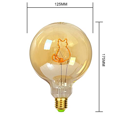 Tianfan VintageLed Bulb Alphabet Bulb G125 Cat Led Filament 4W Dimmable 2000Kelvin Warm White Edison Decorative Light Bulb - Image 2