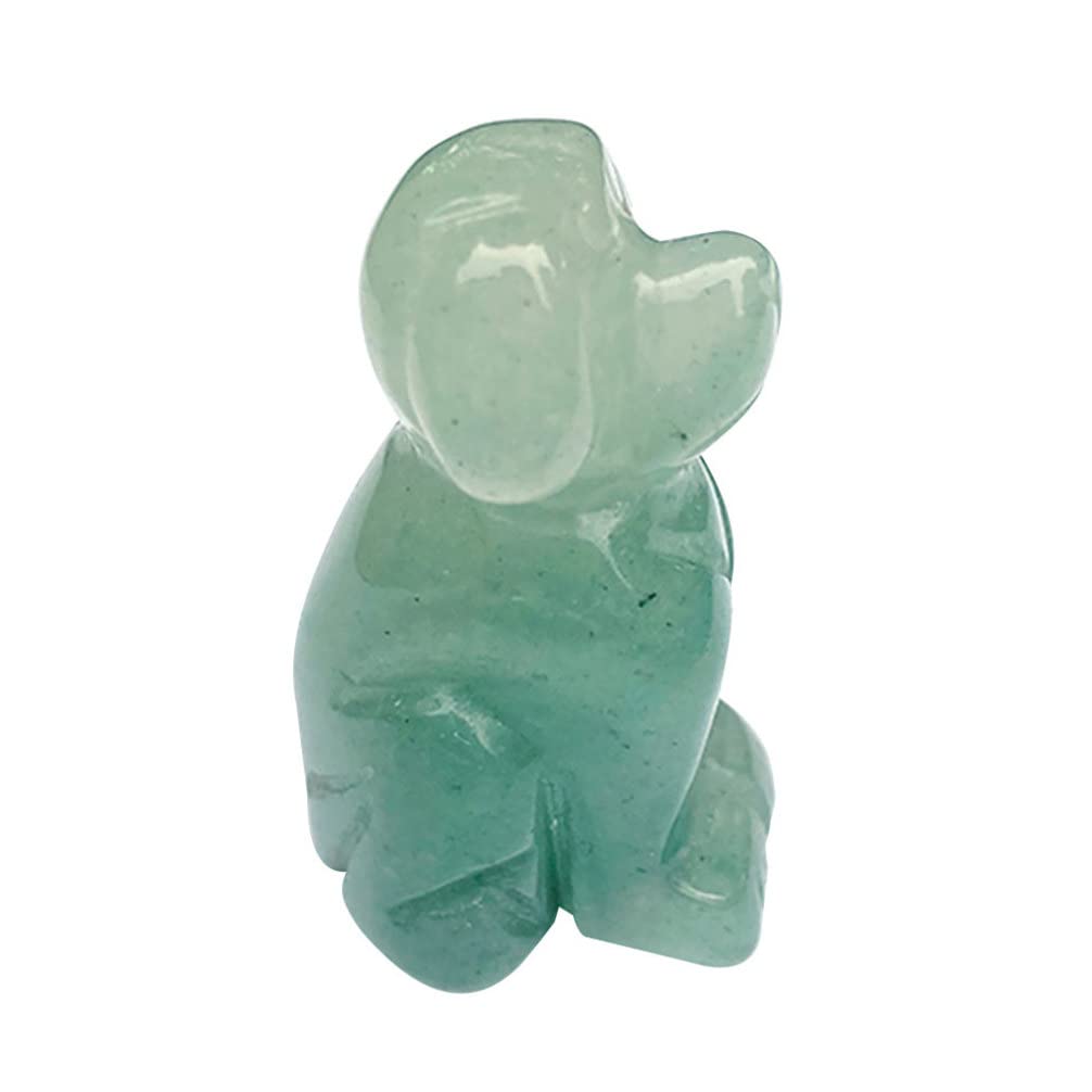Beavorty Miniature Jade Dog Figurine Mini Stone Dog Statue Garden Jade Puppy Collectible Figurine Decoration Ornament ( Green )