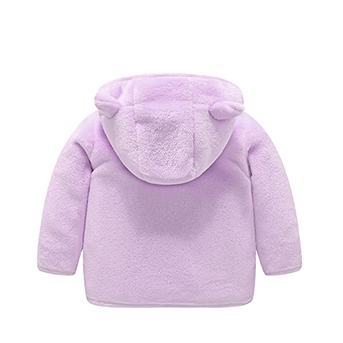 Toddler Girls Bear Ear Hooded Jacket Coat Zip Up Fleece Thicken Warm Winter Outerwear Windproof Solid Color Clothes3