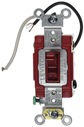 Leviton 20-Amp, 120 Volt, Toggle Pilot Light, Illuminated On, Req, Neutral 3-Way AC Quiet Switch, Extra Heavy Duty Grade, Self Grounding, Back and Side Wired, 1223-PLC, Clear image 4